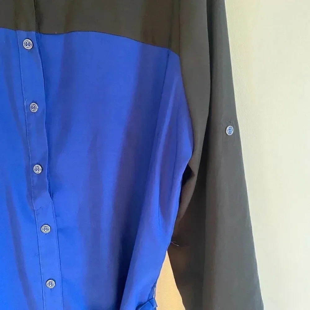 Black and Blue Button Down Shirt Dress - Picture 6 of 13